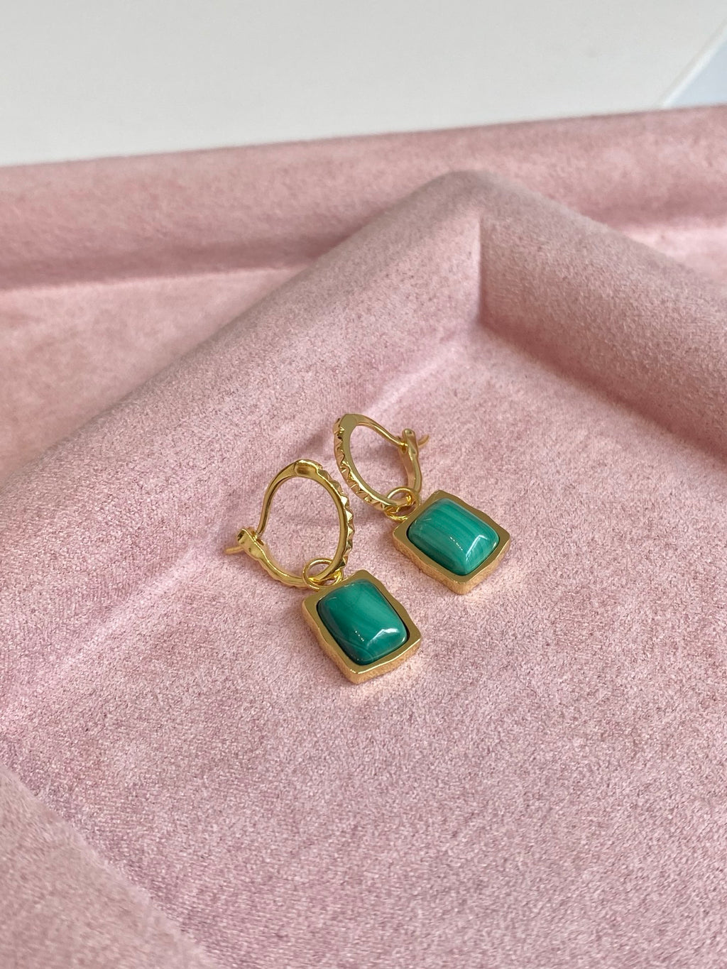 Malachite Square Hoop Earrings