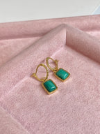 Malachite Square Hoop Earrings