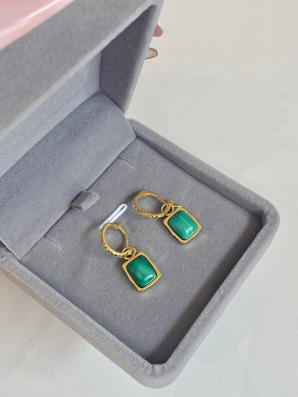 Malachite Square Hoop Earrings