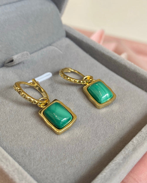 Malachite Square Hoop Earrings