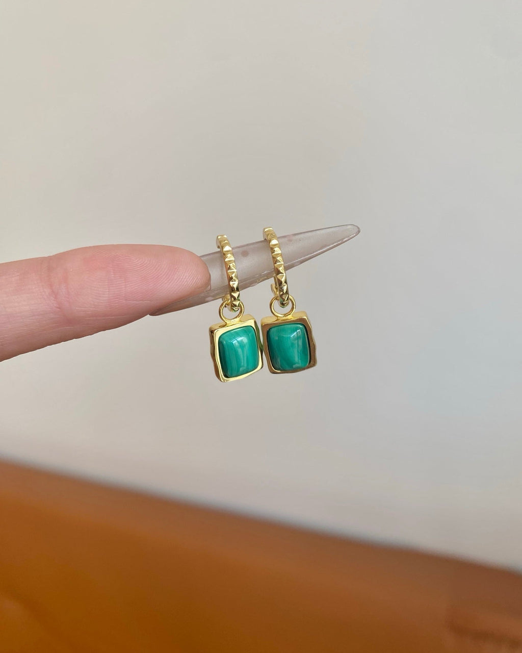 Malachite Square Hoop Earrings