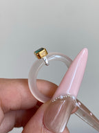 White Chalcedony & Green Zirconia Ring