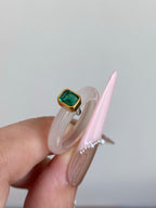 White Chalcedony & Green Zirconia Ring