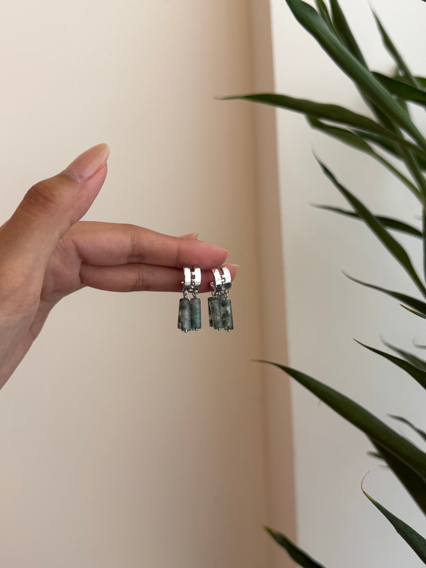 S925 Sterling Silver Agate Earrings