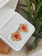 Sterling Silver Lapis Lazuli / Red Agate Earrings