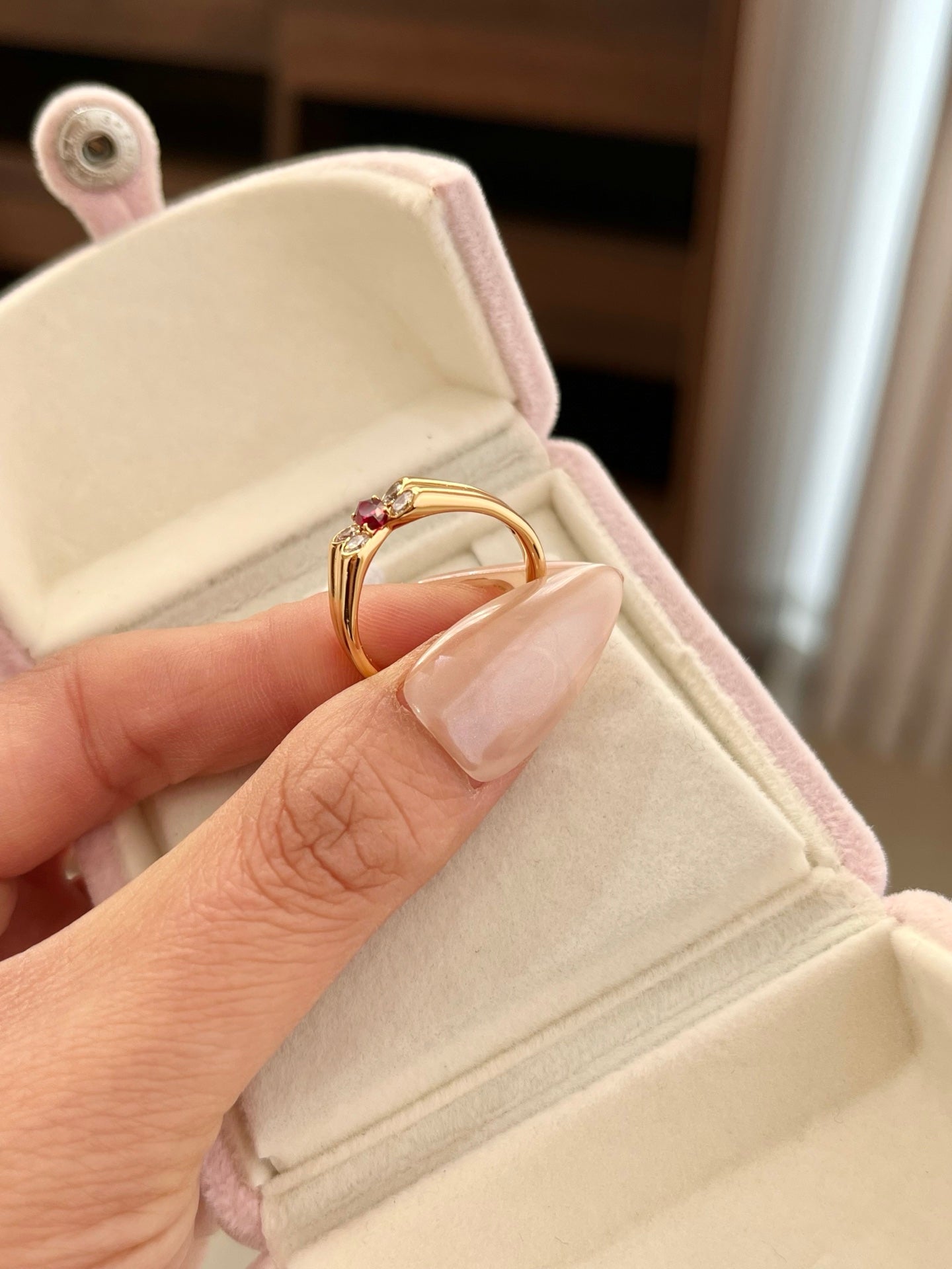 【Waltz of the Butterfly】 Red Corundum & Butterfly Ring