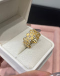 【Golden Branches, Jade Leaves】Two-Tone Floral Ring