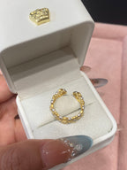 【Golden Branches, Jade Leaves】Two-Tone Floral Ring