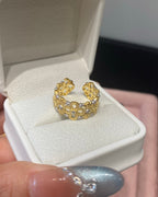 【Golden Branches, Jade Leaves】Two-Tone Floral Ring