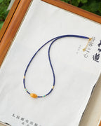 Lapis Lazuli & Amber Collarbone Necklace