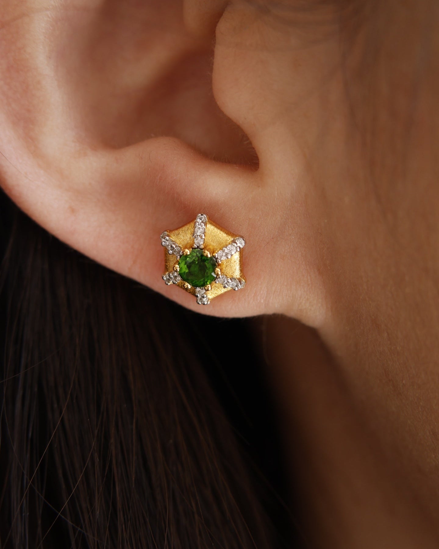 Natural Peridot Stud Earrings