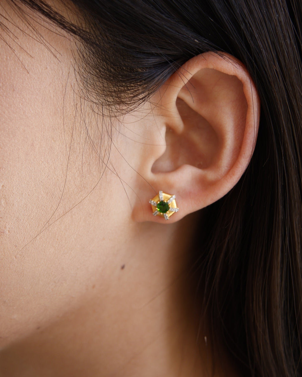 Natural Peridot Stud Earrings