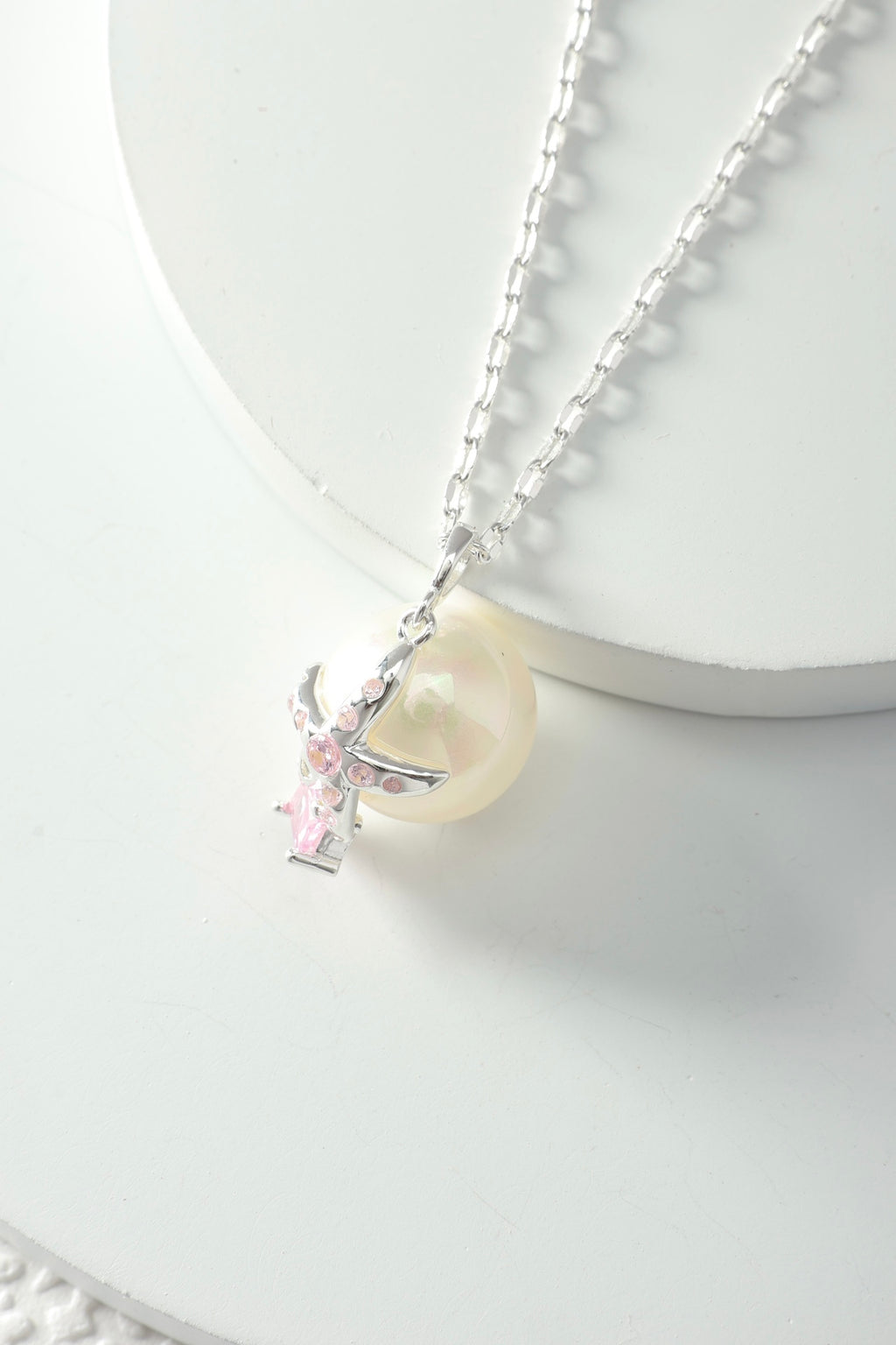 Peach Star Pearl Necklace and Earrings