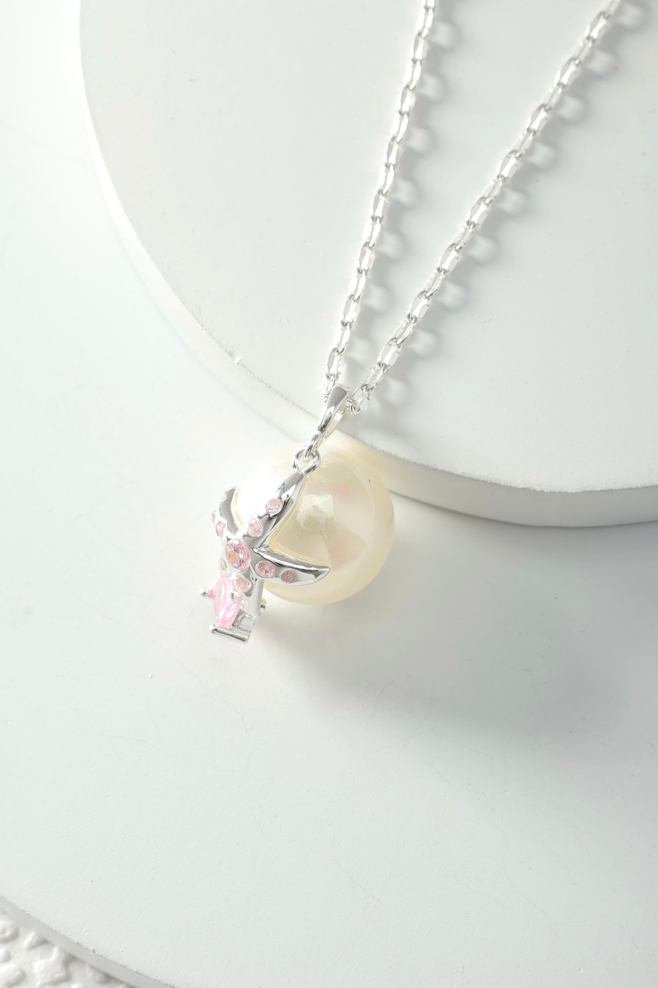 Peach Star Pearl Necklace and Earrings