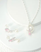 Peach Star Pearl Necklace and Earrings