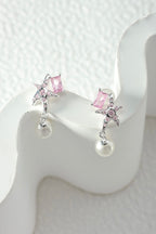 Peach Star Pearl Necklace and Earrings