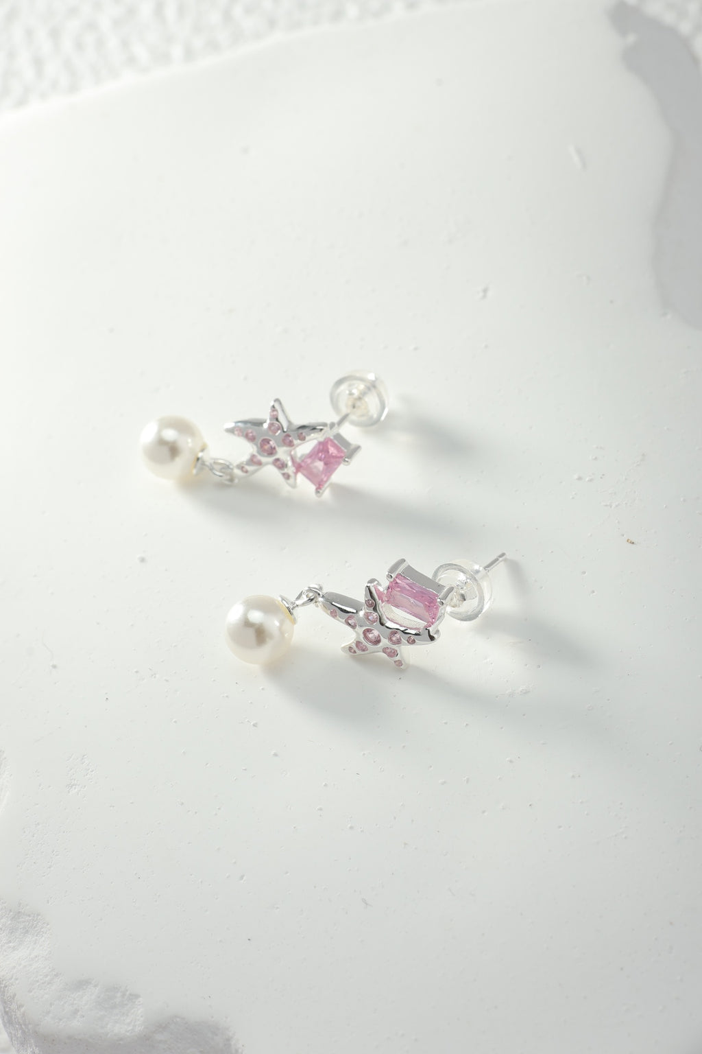 Peach Star Pearl Necklace and Earrings