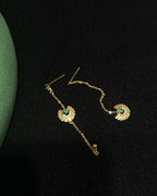 【Golden Moon Unaccompanied】 Asymmetrical Earrings