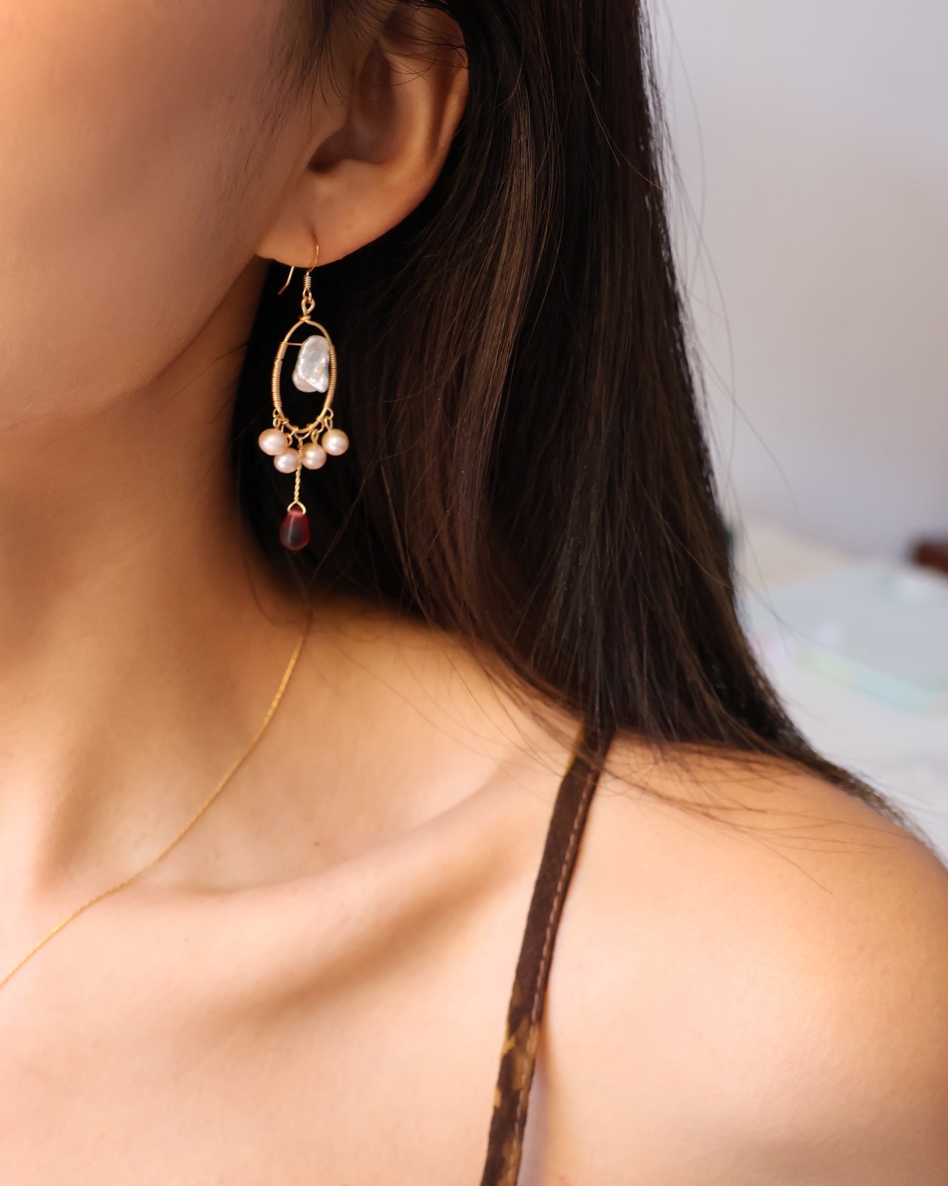 【Sparrow Isle】Ruby & Baroque Pearl Set