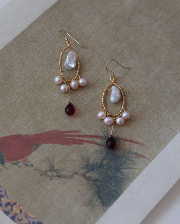 【Sparrow Isle】Ruby & Baroque Pearl Set