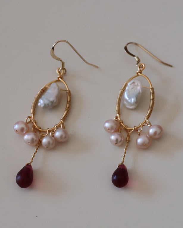 【Sparrow Isle】Ruby & Baroque Pearl Set