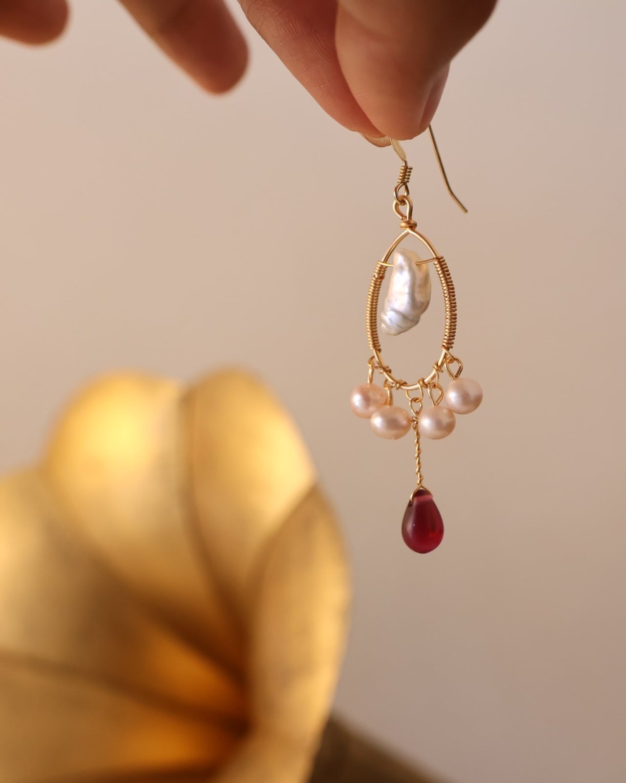 【Sparrow Isle】Ruby & Baroque Pearl Set