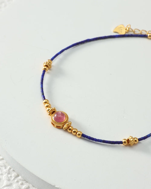 Afghan Lapis Lazuli & Pink Tourmaline Bracelet