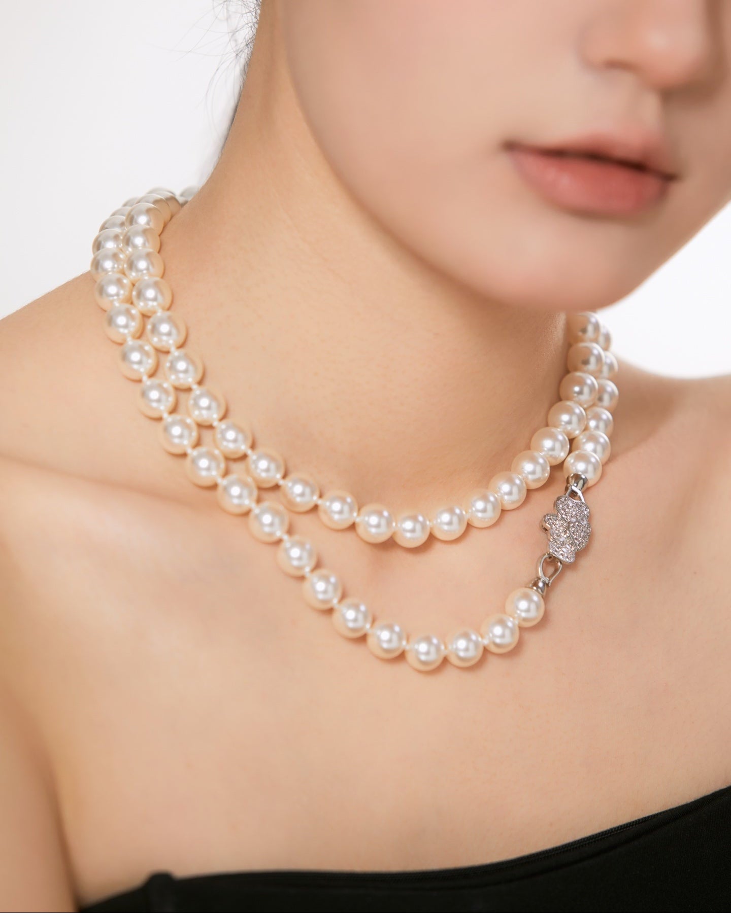 Butterfly Orchid & Camellia Pearl Necklace