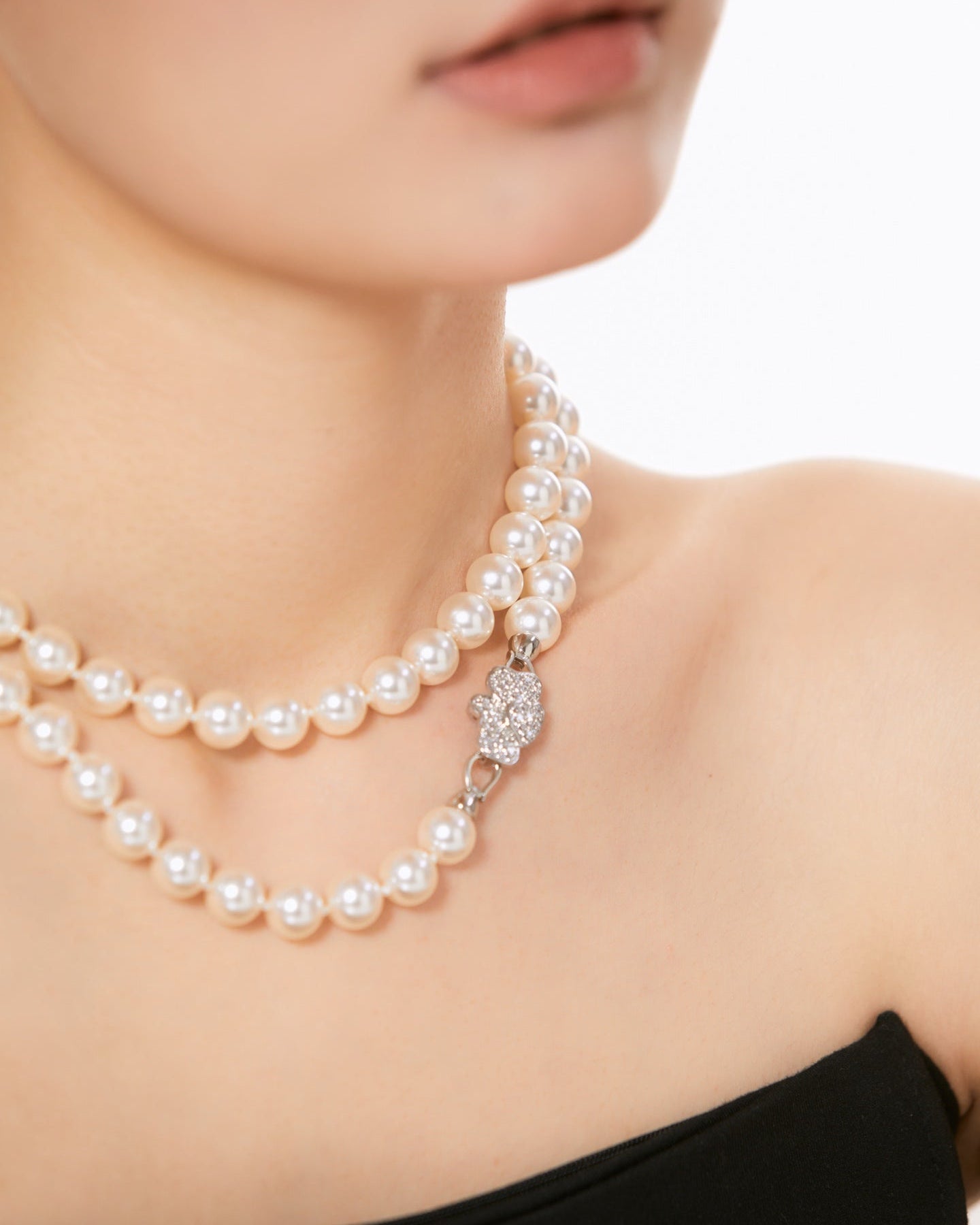 Butterfly Orchid & Camellia Pearl Necklace