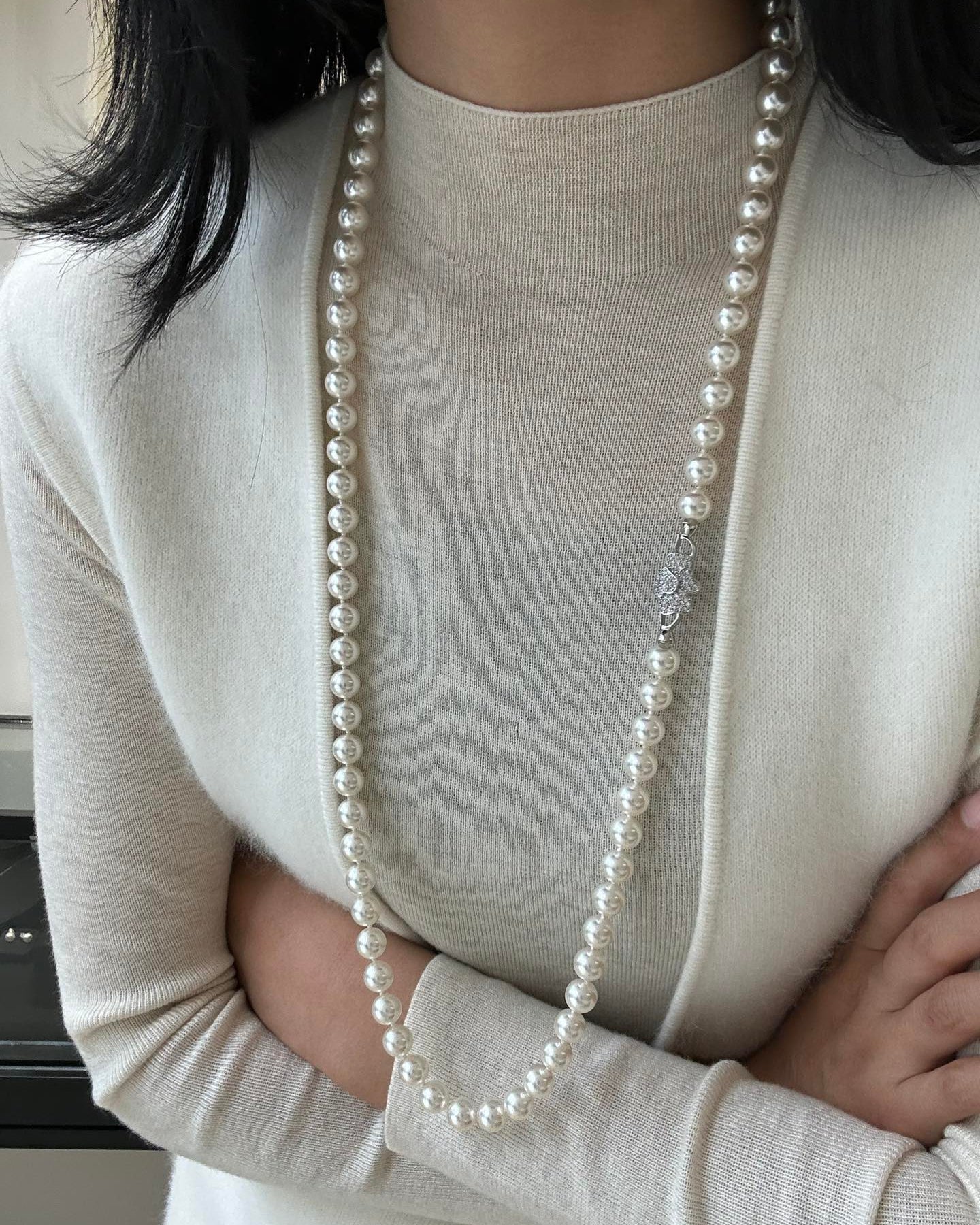 Butterfly Orchid & Camellia Pearl Necklace