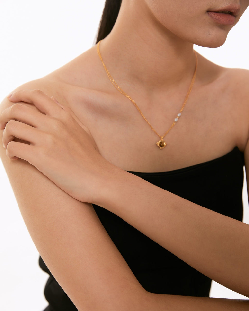 Tiger‘s Eye & Pearl Double Layer Necklace