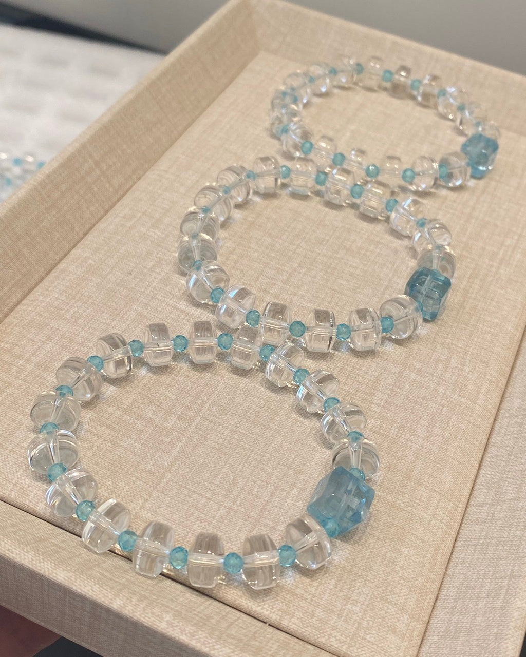 【Cloud Layers】 Rock Crystal & Topaz Bracelet