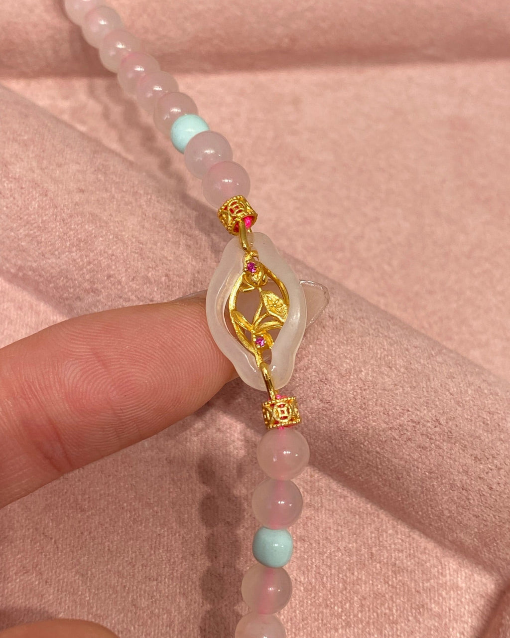 【Qinlan】 Hetian Jade & Larimar Pearl Necklace