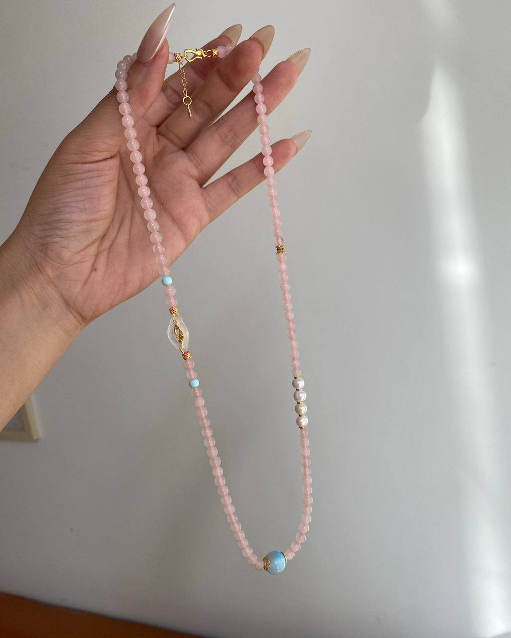 【Qinlan】 Hetian Jade & Larimar Pearl Necklace