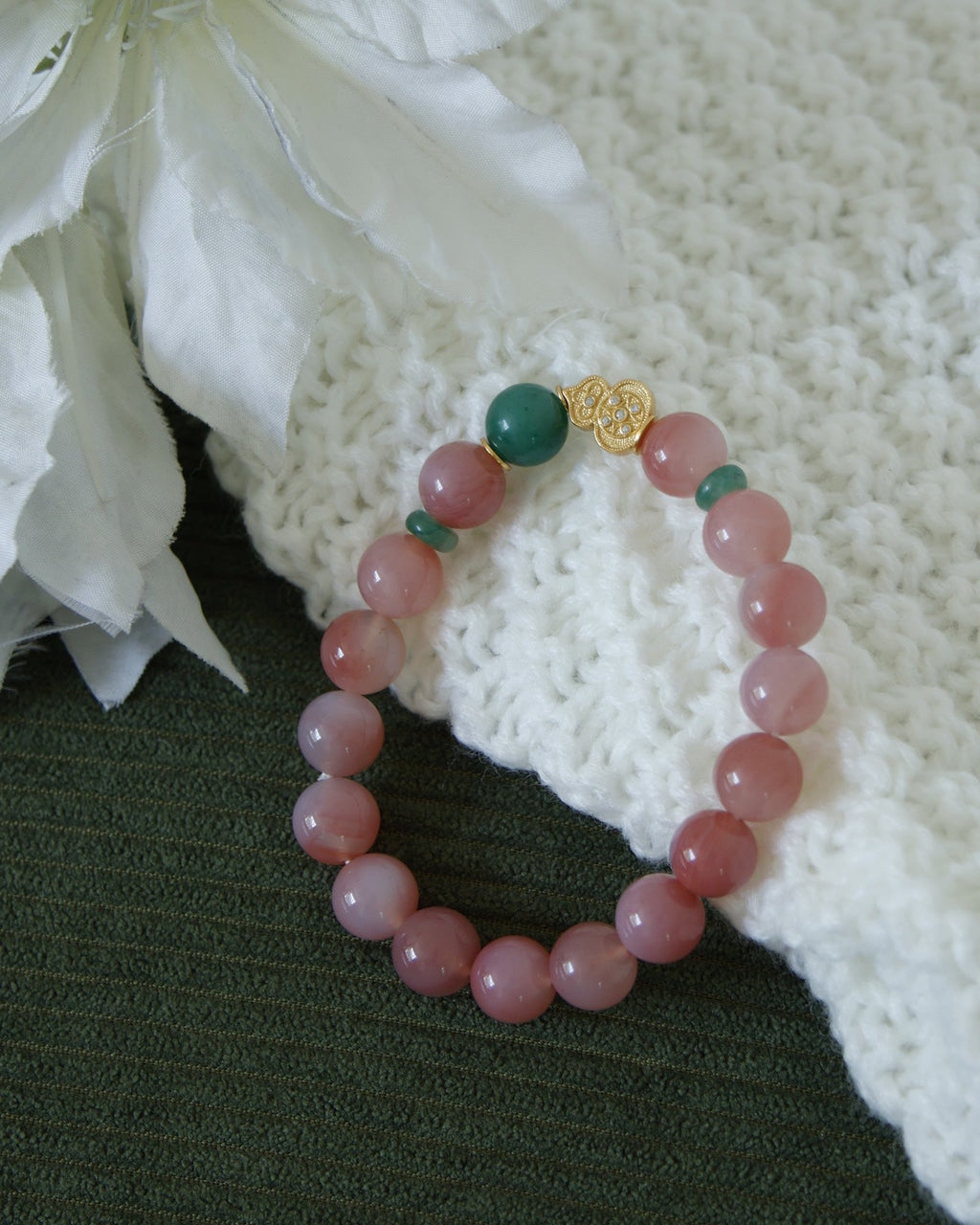 【Vermilion & Jade・Gourd of Blessings】 Bracelet