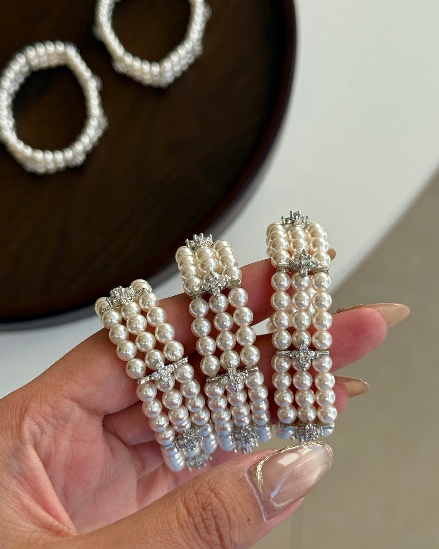 Triple-Strand Swarovski Pearl Bracelet
