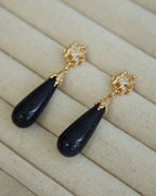 Sterling Silver Vintage Gold & Goldstone Earrings