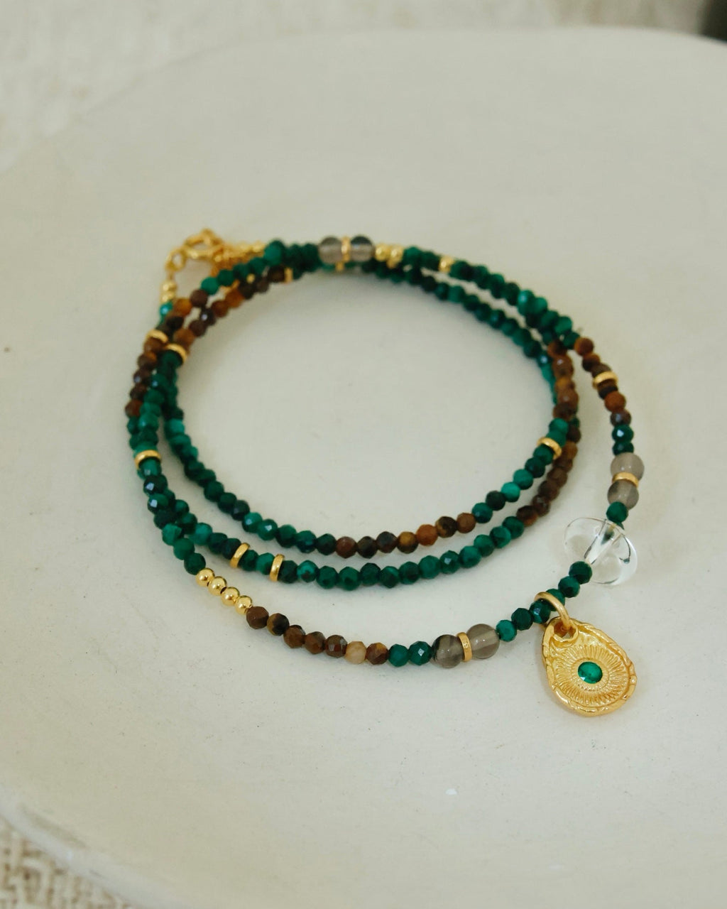【Gilded Verdant Whispers】 Multi-Gemstone Necklace
