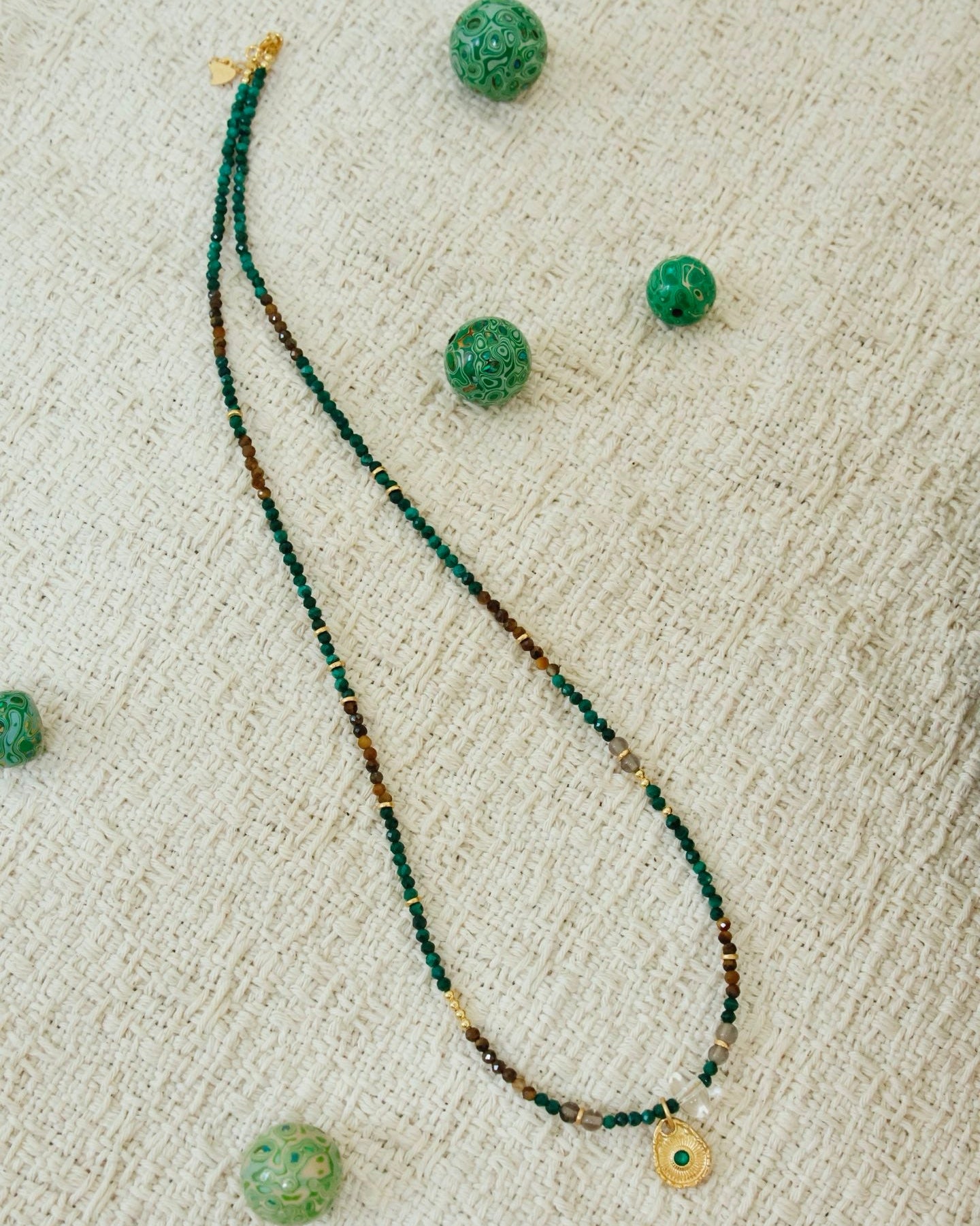 【Gilded Verdant Whispers】 Multi-Gemstone Necklace