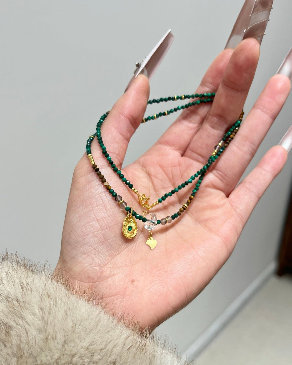 【Gilded Verdant Whispers】 Multi-Gemstone Necklace