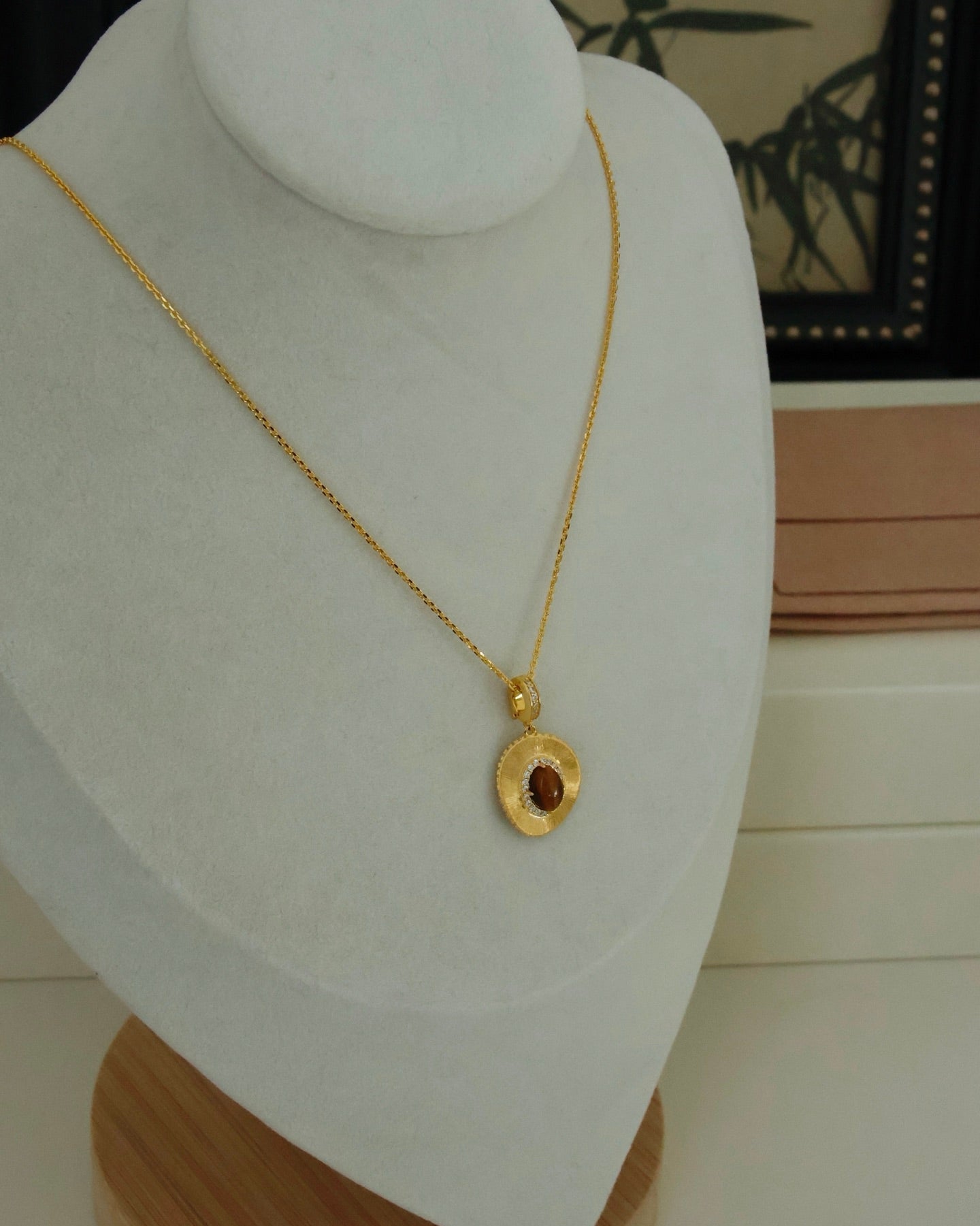 【Golden Wave, Tiger's Gaze】 Tiger's Eye Wave Necklace