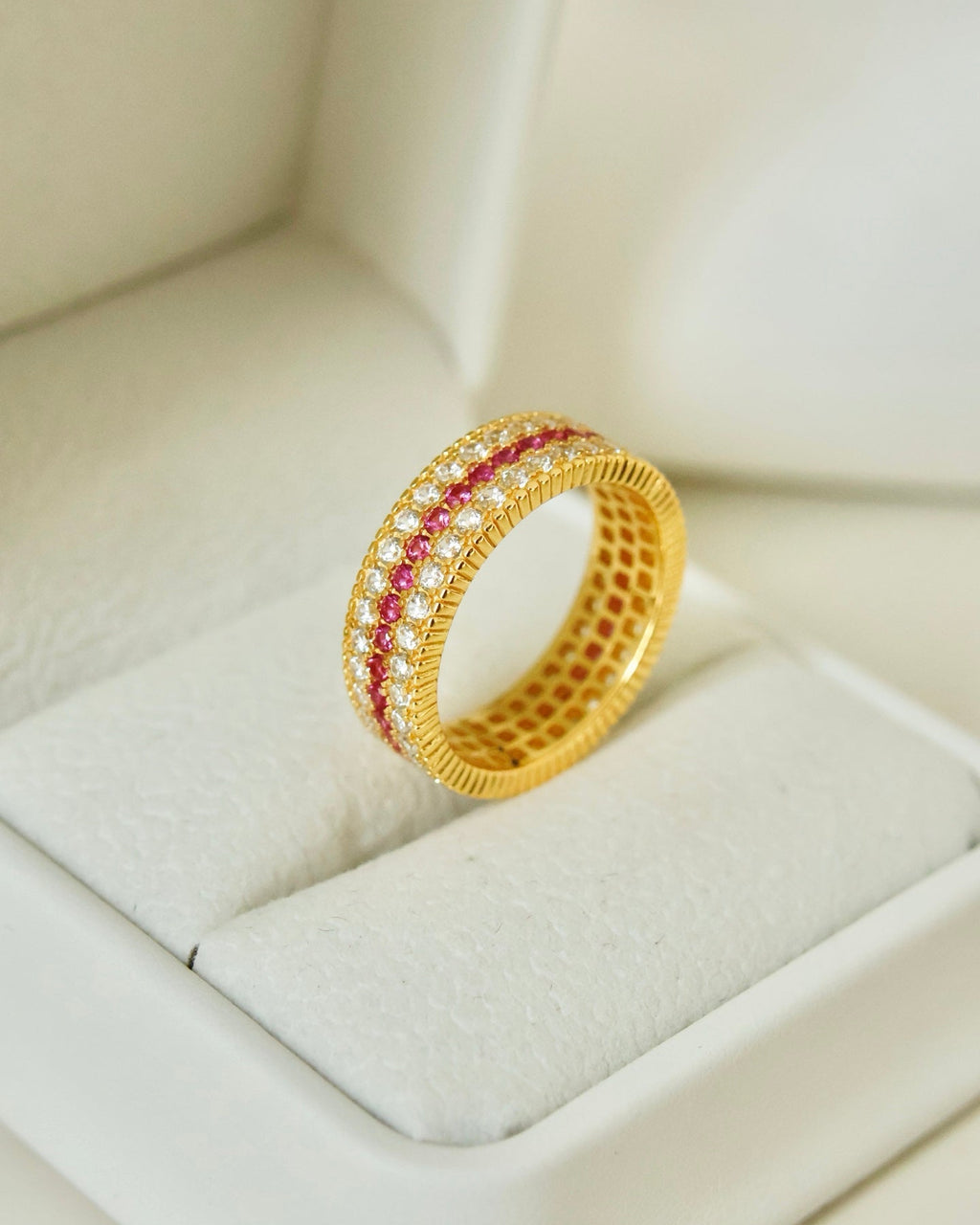 【Vermillion Eternity】 Triple-Band Wrap Ring