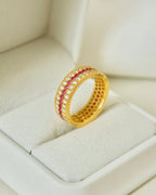 【Vermillion Eternity】 Triple-Band Wrap Ring