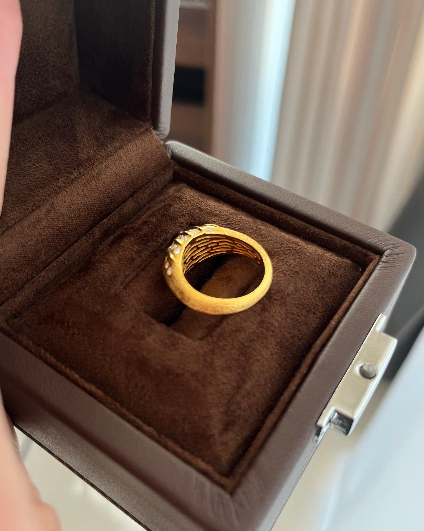 【Golden Gaze】 Tiger's Eye & Zirconia Ring