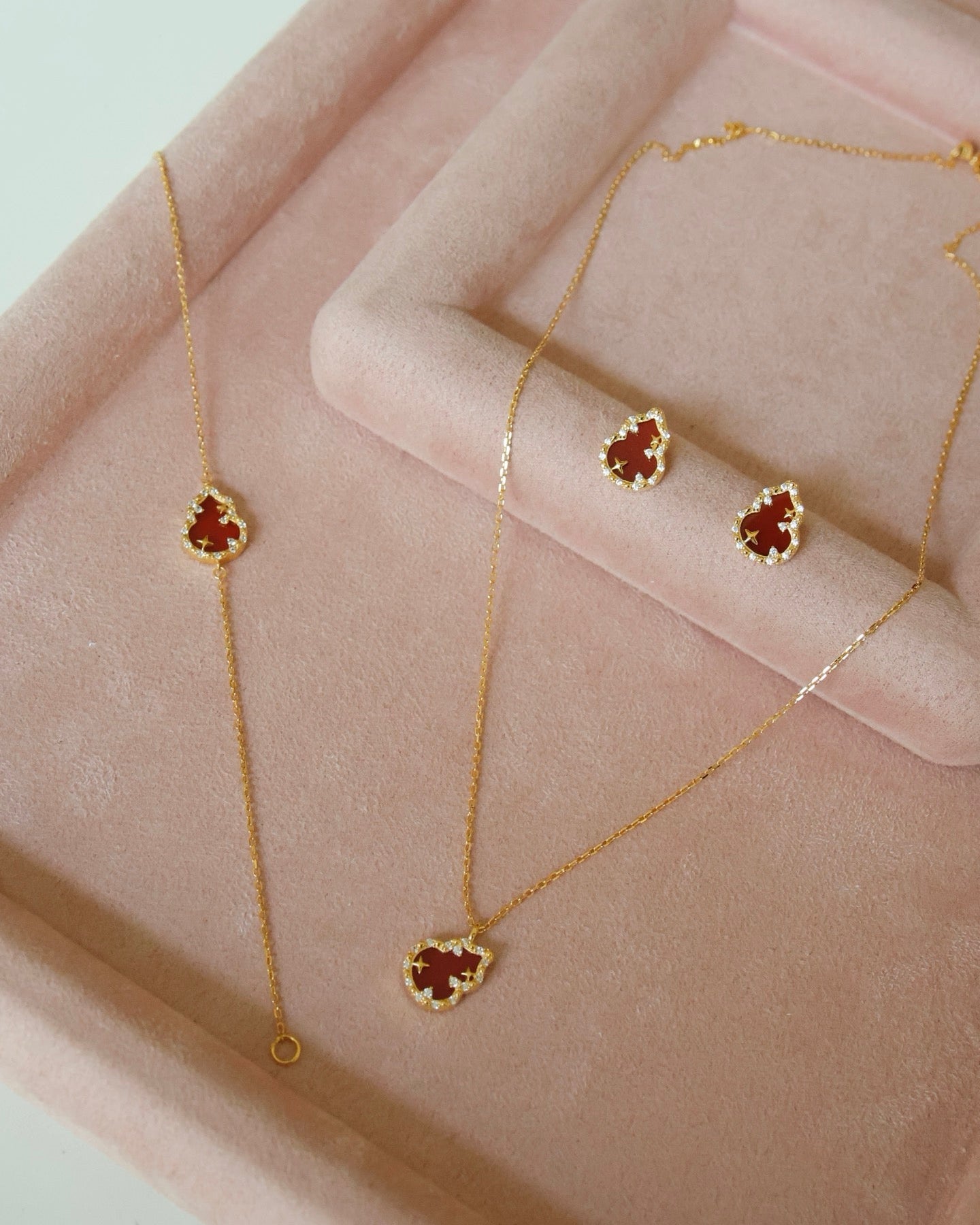 【Vermilion Starlight】Set,bracelet/earrings/necklace