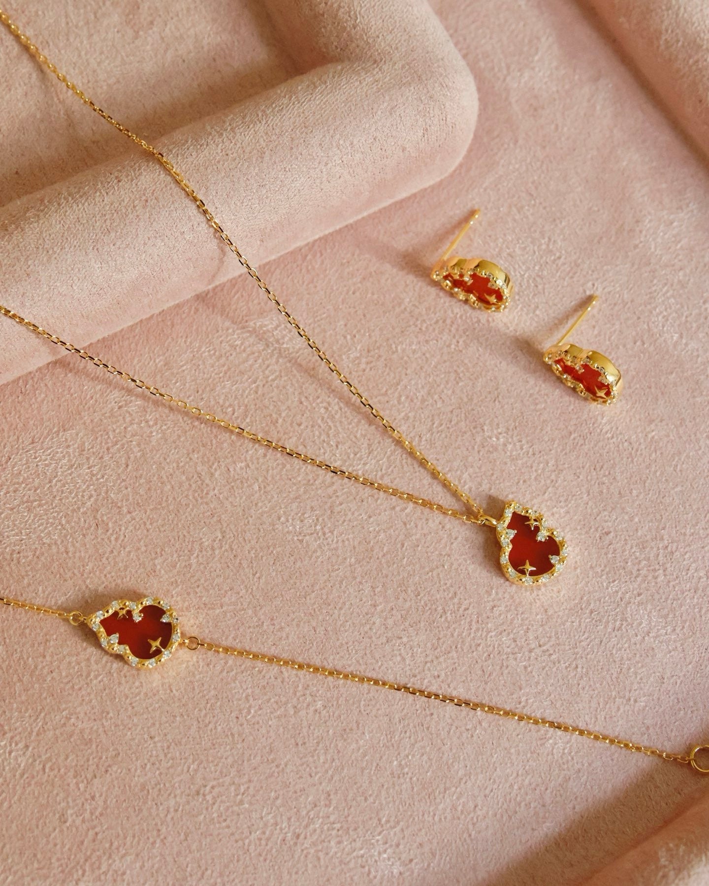 【Vermilion Starlight】Set,bracelet/earrings/necklace