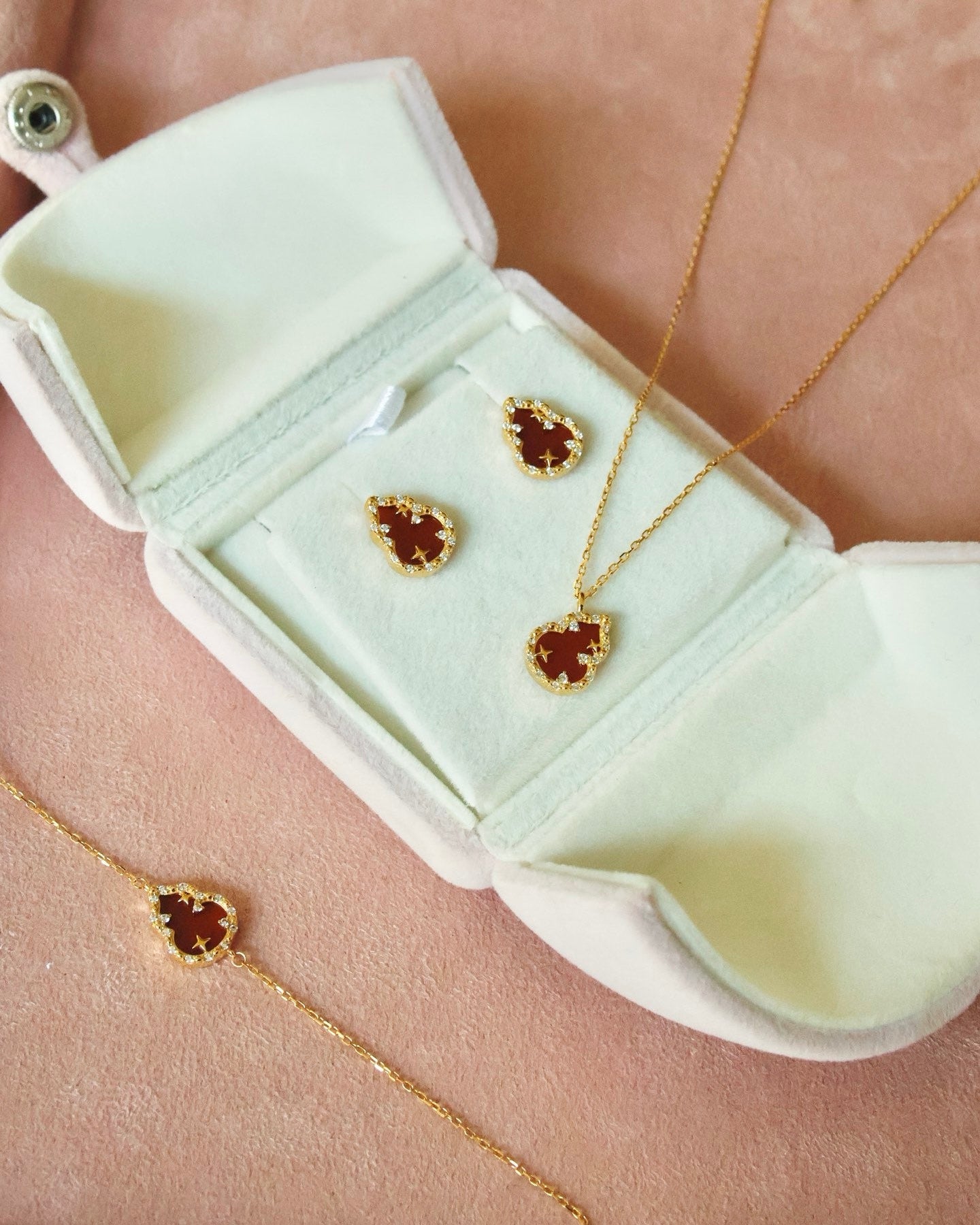 【Vermilion Starlight】Set,bracelet/earrings/necklace