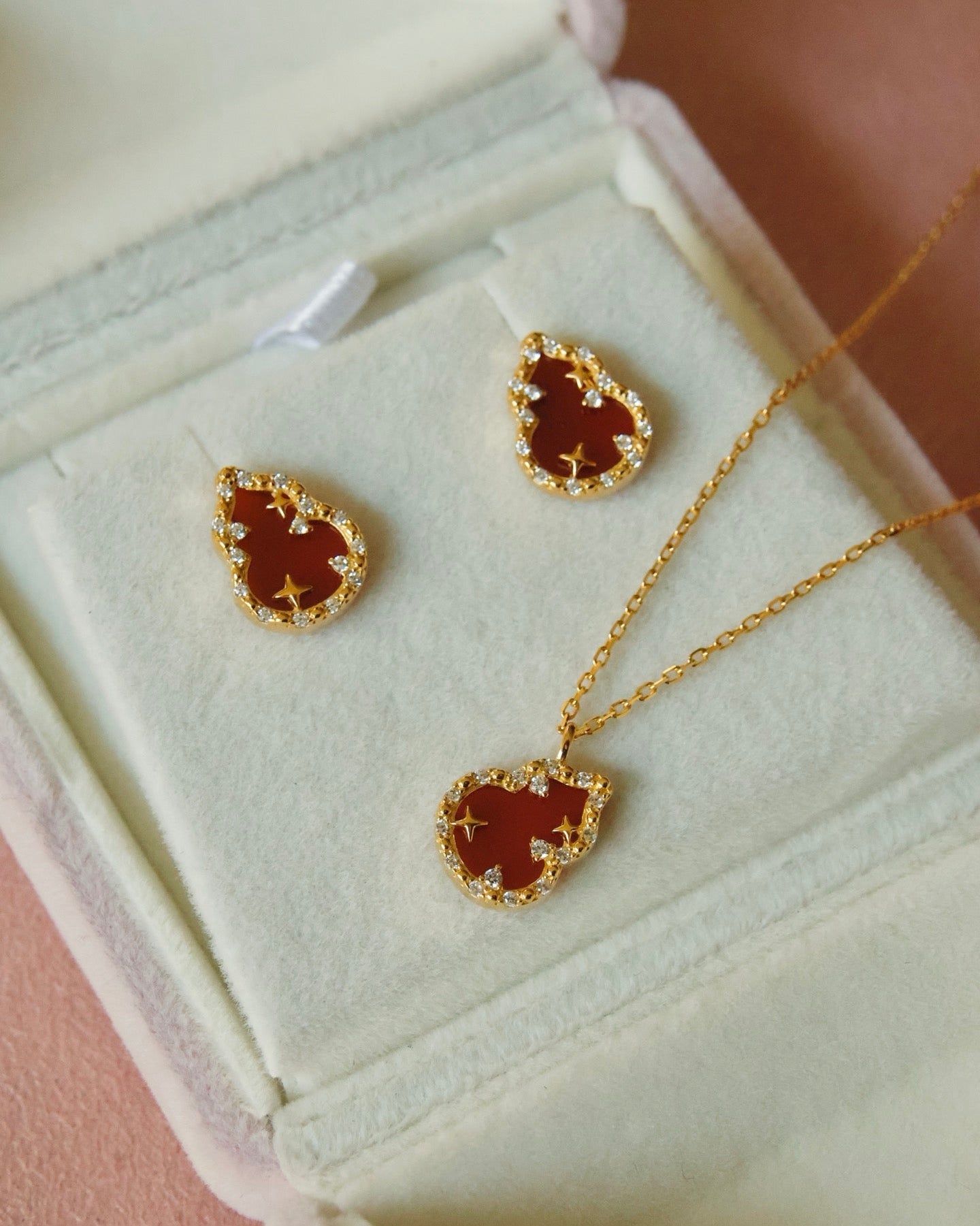 【Vermilion Starlight】Set,bracelet/earrings/necklace