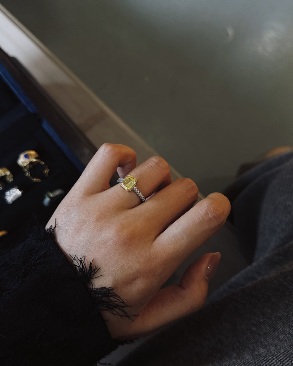 【Sunset Candy】 Citrine Cabochon Ring