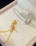 【Gilded Feather Dream】 Convertible Feather Necklace/Brooch